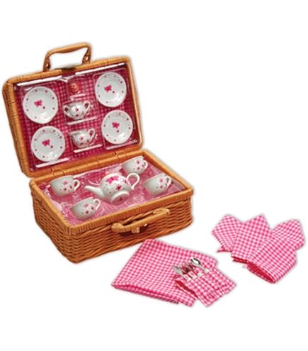 Amazon.com | Delton Porcelain Tea Set in Basket, Bee Buzz